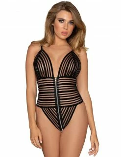 Dreamgirl Sheer Striped Teddy Lingerie