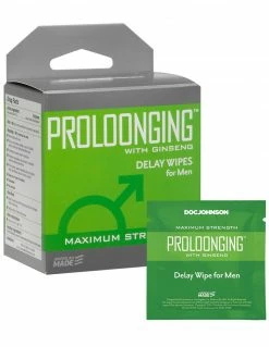 Doc Johnson Prolonging Delay Wipes With Ginseng 10pk Enhancers & Lubes