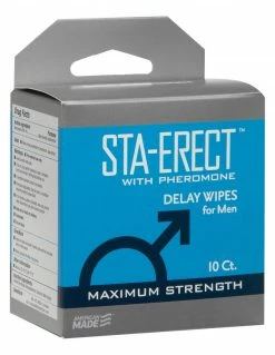 Doc Johnson Sta-Erect 10pk Delay Wipes With Pheromones
