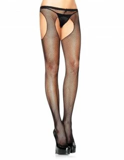 Lingerie Leg Avenue Crotchless Fishnet Suspender Pantyhose