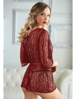 Allure Lingerie Allure Valentina Leopard Lace Robe With G-string