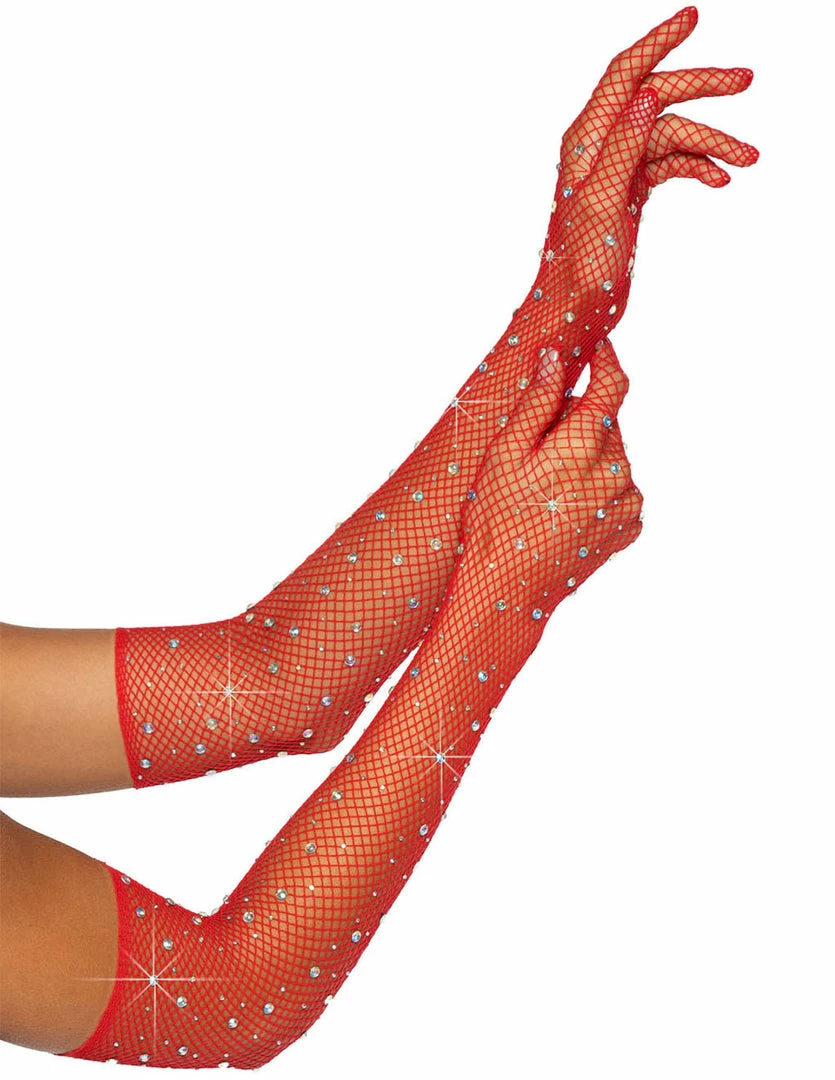 Leg Avenue Rhinestone Fishnet Opera Length Gloves 2 Leg Avenue Rhinestone Fishnet Opera Length Gloves