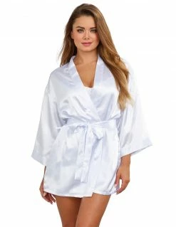 Dreamgirl Satin Charmeuse Robe And Chemise Set Lingerie