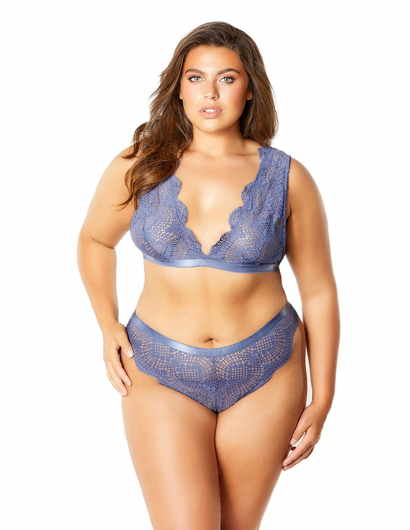 Lingerie Oh La La Cheri 2-Piece Floral Striped Lace Bralette And Panty Set 1 Lingerie Oh La La Cheri 2-Piece Floral Striped Lace Bralette And Panty Set