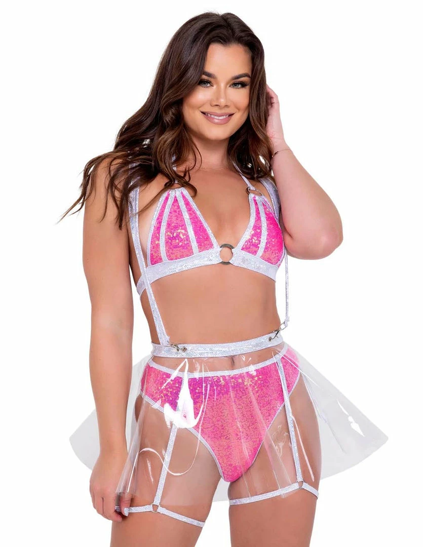 Roma Clear Vinyl Suspender Skirt 1 Roma Clear Vinyl Suspender Skirt