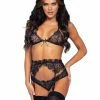 Leg Avenue Lace Rhinestone Set Lingerie