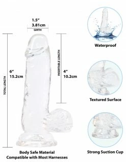 Crystal Addiction 6" Dildo With Balls