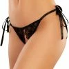 Allure Lingerie Sheer And Lace Crotchless Side Tie Thong