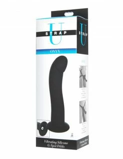 Strap U Onyx Vibrating Silicone Strap On G-Spot Dildo Black Vibrators