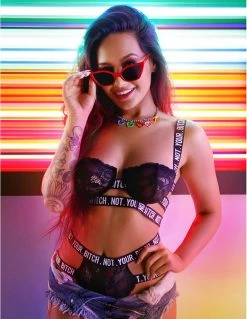 Vibes Not Your Bitch Strappy Lace 2 Piece Set