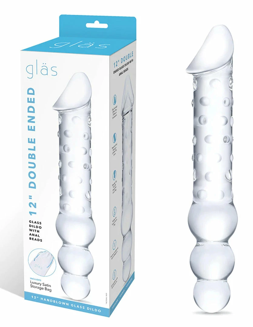 Glas 12" Double Ended Dildo With Beads 7 Glas 12" Double Ended Dildo With Beads