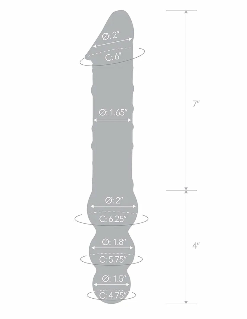 Glas 12" Double Ended Dildo With Beads 3 Glas 12" Double Ended Dildo With Beads