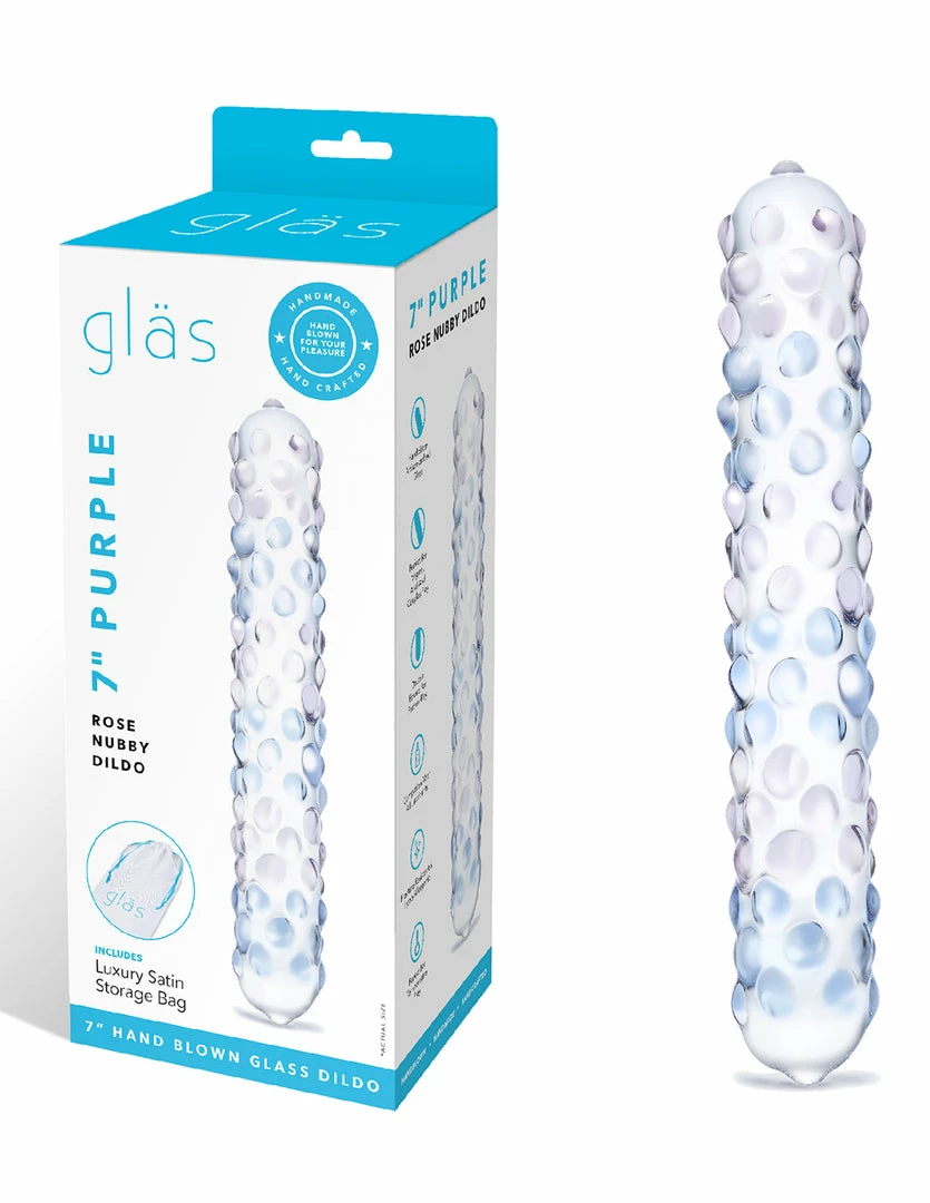 Dildos Glas 7" Purple Rose Nubby Dildo 5 Dildos Glas 7" Purple Rose Nubby Dildo