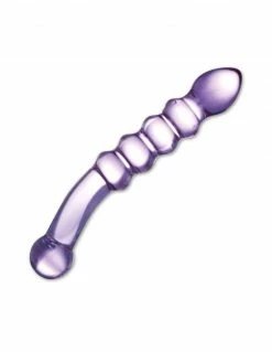 Glas Purple Rain Ribbed Glass Dildo Dildos