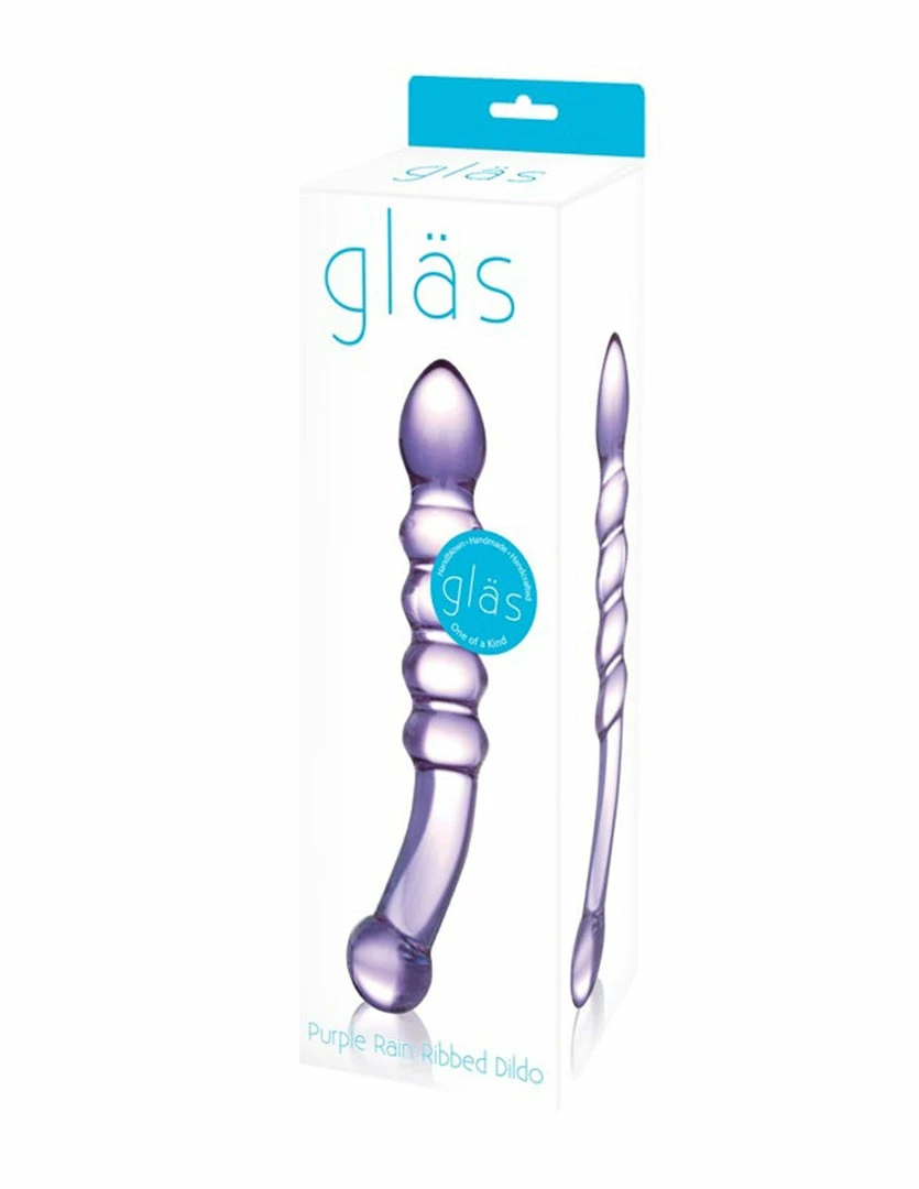 Glas Purple Rain Ribbed Glass Dildo Dildos 2 Glas Purple Rain Ribbed Glass Dildo Dildos