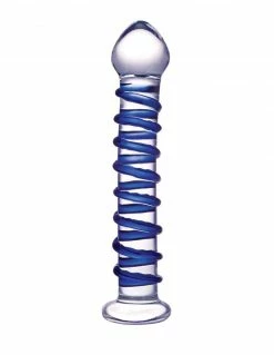 Gals Glas Blue Spiral Glass Dildo