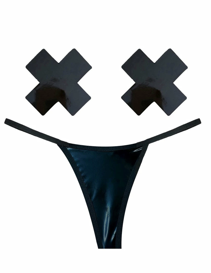 Neva Nude Vinyl G-String & Pasties Lingerie 1 Neva Nude Vinyl G-String & Pasties Lingerie