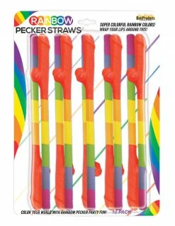 Hott Products Rainbow Pecker Straws 10pk