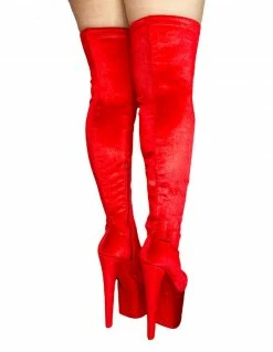 HUSTLER® Twerk Velvet Thigh Boot Heels