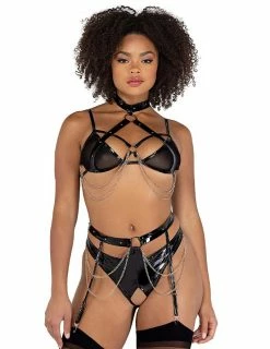 Fetish Wear & Lingerie Roma Vinyl & Chain Bra Set