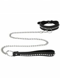 Bondage Ouch! Diamond Studded Collar & Leash