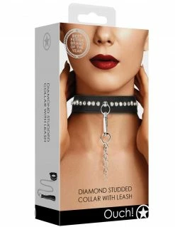Bondage Ouch! Diamond Studded Collar & Leash