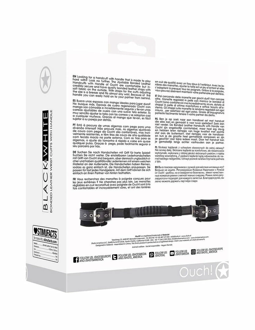 Ouch! Bonded Leather Hand Cuffs With Handle 7 Ouch! Bonded Leather Hand Cuffs With Handle