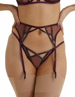 HUSTLER® PVC Cutout Mesh Garter Belt 4-12 Lingerie