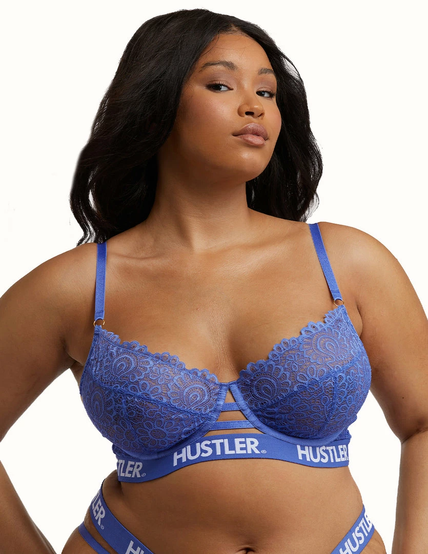 HUSTLER® Logo Lace Bra Blue Lingerie 2 HUSTLER® Logo Lace Bra Blue Lingerie