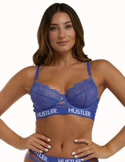HUSTLER® Logo Lace Bra Blue Lingerie 11 HUSTLER® Logo Lace Bra Blue Lingerie