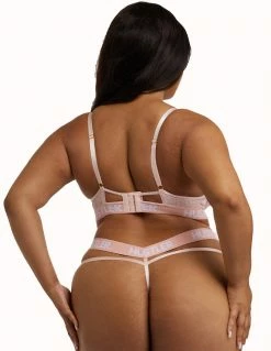 HUSTLER® Logo Lace Bra Baby Pink