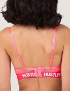 Lingerie HUSTLER® Logo Lace Bra Neon Pink