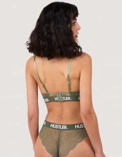 HUSTLER® Logo Lace Bra Olive Lingerie