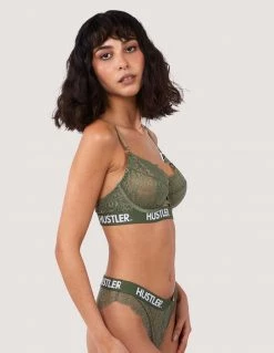HUSTLER® Logo Lace Bra Olive Lingerie 5 HUSTLER® Logo Lace Bra Olive Lingerie