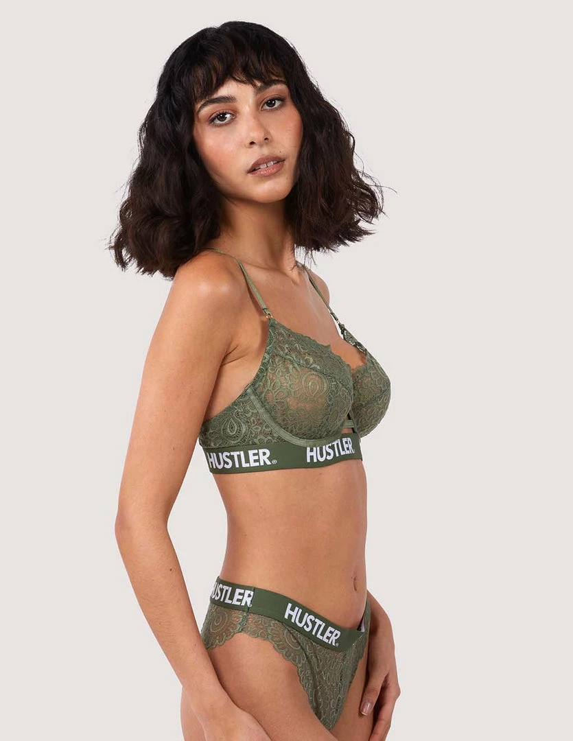 HUSTLER® Logo Lace Bra Olive Lingerie 3 HUSTLER® Logo Lace Bra Olive Lingerie