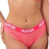HUSTLER® Logo Lace Brief Neon Pink