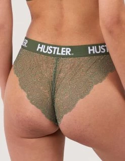 Lingerie HUSTLER® Logo Lace Brief Olive