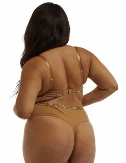 HUSTLER® Logo Ribbed Bra Caramel Lingerie