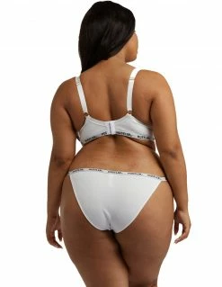 Lingerie HUSTLER® Logo Ribbed Tanga Brief Ivory