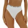HUSTLER® Logo Ribbed High Waist Thong Ivory Lingerie