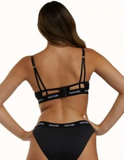 HUSTLER® Logo Plunge Push Up Bra Black