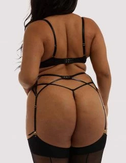 Lingerie HUSTLER® PVC Cutout Mesh Garter Belt Black