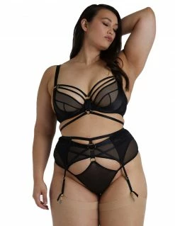 Lingerie HUSTLER® Mesh & Satin Gold Ring Bra Curve 38-42