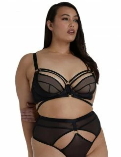Lingerie HUSTLER® Mesh & Satin Gold Ring Bra Curve 38-42