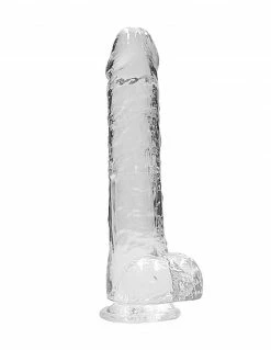 Real Rock Realistic Clear 10" Dildo With Balls