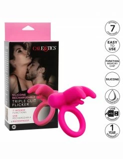CalExotics Triple Flick Cockring Rechargeable Vibrators