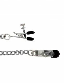 Spartacus Broad Tip Adjustable Chained Nipple Clamps Silver