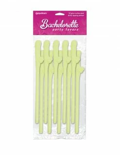 Bachelorette Party Supplies 10ct Glow In The Dark Dick Straws